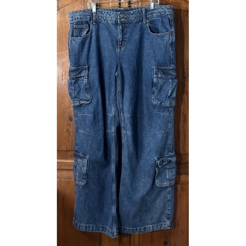 Women's Aeropostale Baggy Wide Leg Cargo Jeans Sz 16 32" Inseam